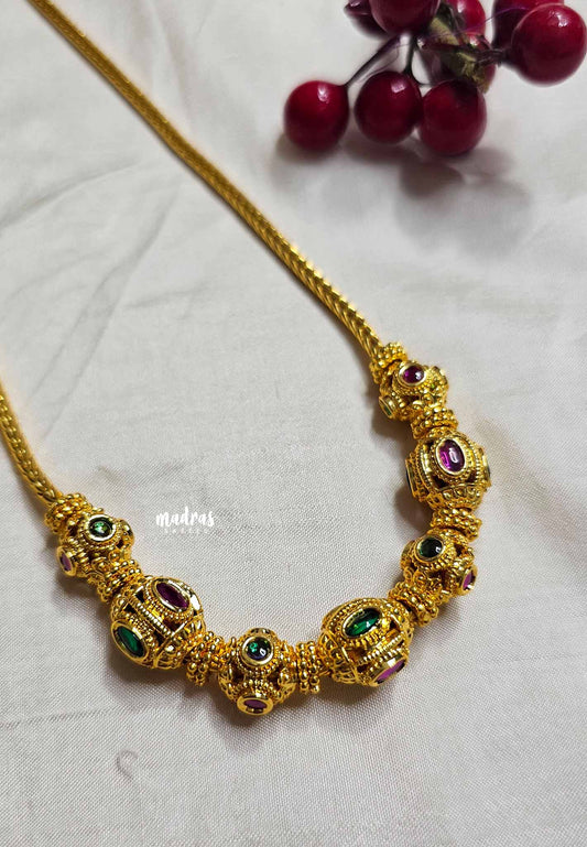 Aimpon ball chain ruby and emerald stones