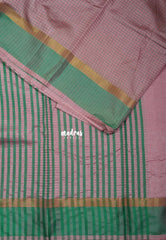 Blush Pink - Arani Semi Silk Saree Muthukattam with Skirt Border - Best for Regular Wear | Temple Visit