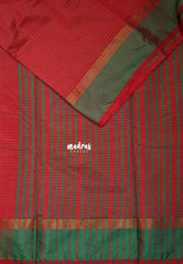 Spicy Red - Arani Semi Silk Saree Muthukattam with Skirt Border - Best for Regular Wear | Temple Visit