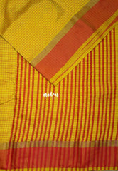 Marigold Yellow - Arani Semi Silk Saree Muthukattam with Skirt Border - Best for Regular Wear | Temple Visit