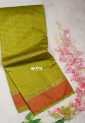 Mehndi Olive Green - Arani Semi Silk Saree Muthukattam with Skirt Border - Best for Regular Wear | Temple Visit