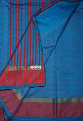 Peacock Blue - Arani Semi Silk Saree Muthukattam with Skirt Border - Best for Regular Wear | Temple Visit