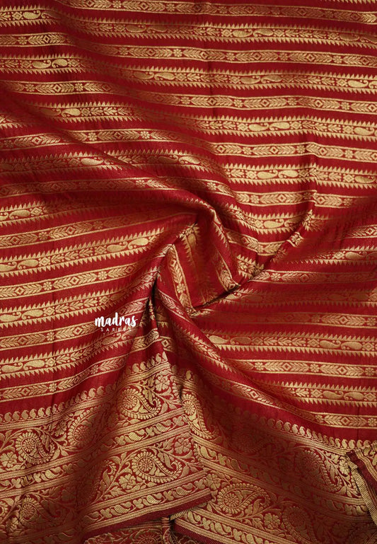 Aarti Ravi - Traditional Banarasi Khaddi Georgette silk - Dark Red