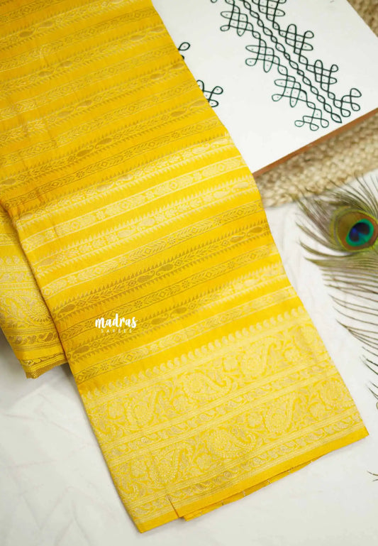 Aarti Ravi - Traditional Banarasi Khaddi Georgette silk - Lemon yellow