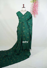 Bottle Green & Yellow - Aathini - Kannada Letters Handblock Printed Bamboo Cotton Double Blouse Combo