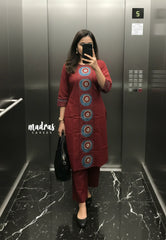 Rust red - Aavani - Pre-washed Handblock Co-Ord Set Perfect for Office Wear | Casual Days | Everyday wear