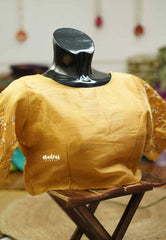 Golden Sandal silkcotton High neck readymade work blouse with back hook - Aazhi