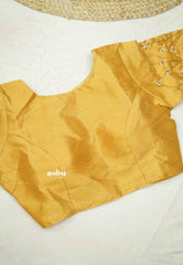 Golden Sandal silkcotton High neck readymade work blouse with back hook - Aazhi