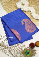 Ahaana - semi silk with emboss weaving - Jyothika Blue