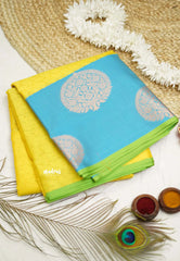 Ahaana - semi silk with emboss weaving - Fresh Yellow