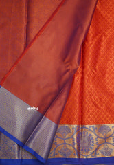 Ahaana - semi silk with emboss weaving - Tomato Red