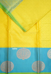 Ahaana - semi silk with emboss weaving - Fresh Yellow