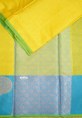 Ahaana - semi silk with emboss weaving - Fresh Yellow