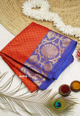 Ahaana - semi silk with emboss weaving - Tomato Red