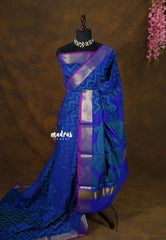 Dual Shade MS Amma Blue - Ahaana -  Semi Silk with Tissue Border  - Best for Small Functions