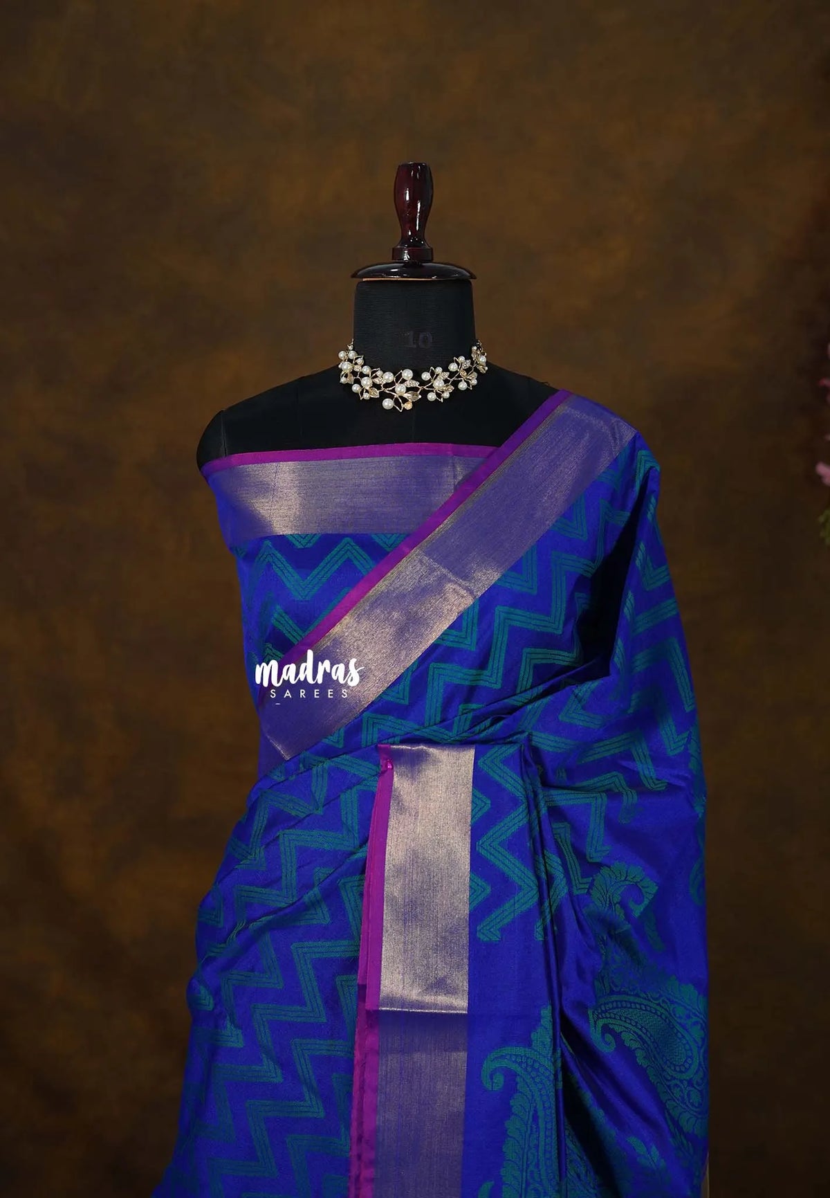 Dual Shade MS Amma Blue - Ahaana -  Semi Silk with Tissue Border  - Best for Small Functions