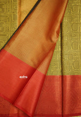 Ahaana - semi silk with emboss weaving - Golden Brown