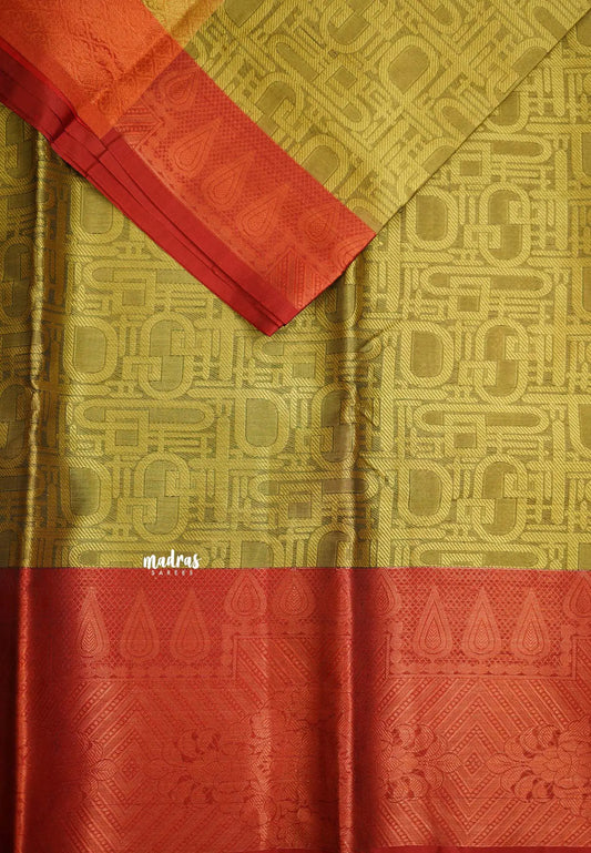 Ahaana - semi silk with emboss weaving - Golden Brown