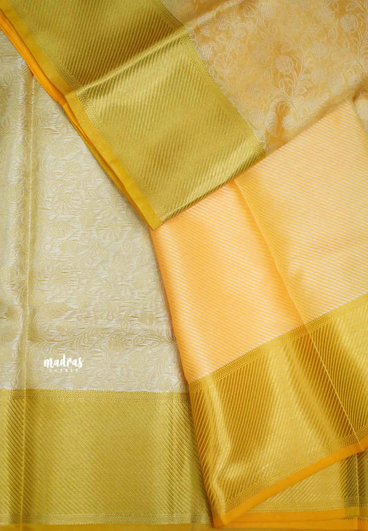 Ahaana -  semi silk with emboss weaving body and antique border - golden yellow