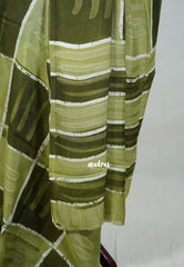 Olive Sage Green - Ahimsa Silk with Bagru Handblock Saree with Contemporary Design | Best for Regular Wear | Casual Wear