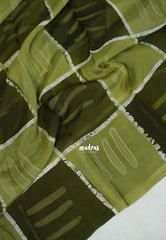 Olive Sage Green - Ahimsa Silk with Bagru Handblock Saree with Contemporary Design | Best for Regular Wear | Casual Wear