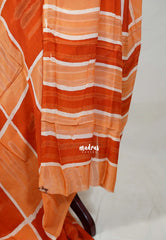 Rust Orange - Ahimsa Silk with Bagru Handblock Saree with Contemporary Design | Best for Regular Wear | Casual Wear