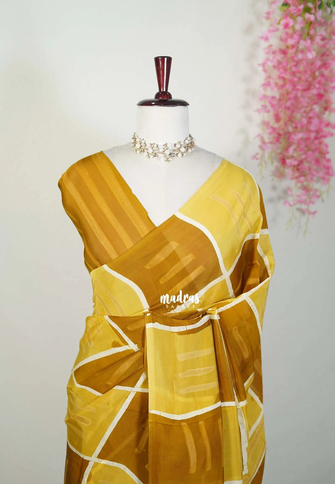 Mustard Yellow - Ahimsa Silk with Bagru Handblock Saree with Contemporary Design | Best for Regular Wear | Casual Wear