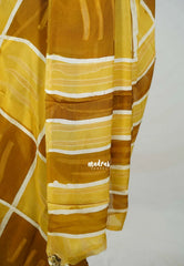 Mustard Yellow - Ahimsa Silk with Bagru Handblock Saree with Contemporary Design | Best for Regular Wear | Casual Wear