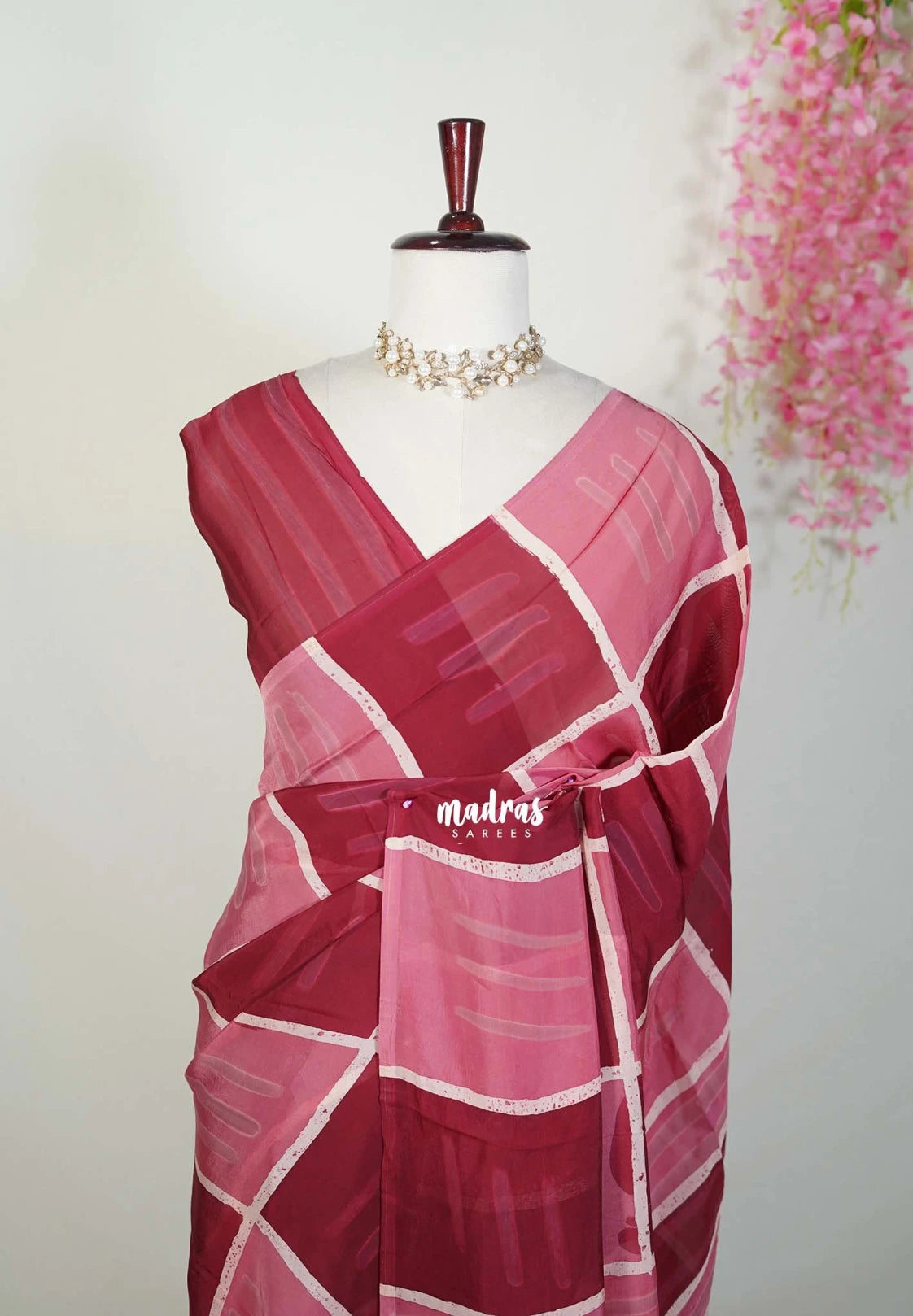 Berry Rose - Ahimsa Silk with Bagru Handblock Saree with Contemporary Design | Best for Regular Wear | Casual Wear