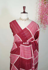 Berry Rose - Ahimsa Silk with Bagru Handblock Saree with Contemporary Design | Best for Regular Wear | Casual Wear