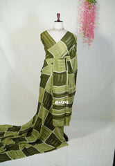 Olive Sage Green - Ahimsa Silk with Bagru Handblock Saree with Contemporary Design | Best for Regular Wear | Casual Wear