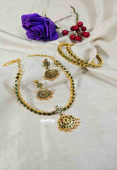 Aimpon Vintage Emerald Stone Attigai set with Earrings and Bangles (2.6)