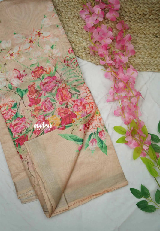 Alia bhatt silk linen saree - Pastel brown