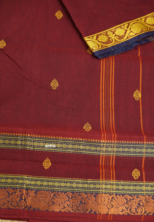 Ambigai budget polycotton Rettapet border Maroon