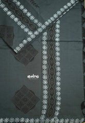 Ambigai polycotton with blouse combo leaf prints - Elephant grey