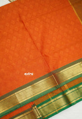 Ambigai budget polycotton self body design with getti zari - Orange