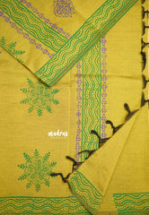 Ambigai polycotton with blouse combo - Mehendi green