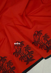 Neon Orange - Ambigai polycotton with contrast blouse combo