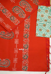 Ambigai polycotton with blouse combo - Fanta orange