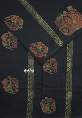 Black - Ambigai polycotton with contrast blouse combo