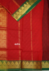 Ambigai budget polycotton self body design with getti zari - Dark red