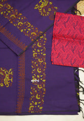 Ambigai polycotton with blouse combo - Violet