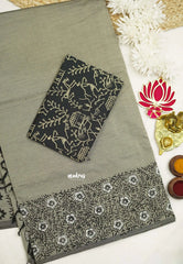 Ambigai polycotton with blouse combo - Steel grey