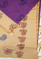 Ambigai polycotton with mirror work - Purple