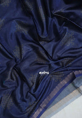 Midnight Blue - Ananya - Soft Mangalore Silk Saree with Kolam Prints  - Best for Casual Gatherings