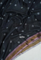 Ebony Black - Ananya - Soft Mangalore Silk Saree Metallic Shades with Buttas - Perfect for Office Wear | Casual Wear