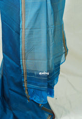 Dual Shade Peacock Blue - Andal - Mercerised Cotton with Silk Finish Thread Weaving Border - Perfect for Regular Wear | Casual Wear