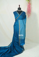 Dual Shade Peacock Blue - Andal - Mercerised Cotton with Silk Finish Thread Weaving Border - Perfect for Regular Wear | Casual Wear