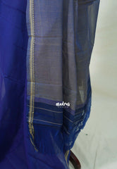 Dual Shade Violet Blue - Andal - Mercerised Cotton with Silk Finish Thread Weaving Border - Perfect for Regular Wear | Casual Wear