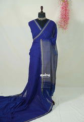 Dual Shade Violet Blue - Andal - Mercerised Cotton with Silk Finish Thread Weaving Border - Perfect for Regular Wear | Casual Wear